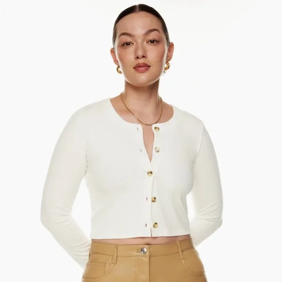 ARITZIA WILFRED Neptune Long Sleeve Button-up Sweater in Spiced Burgundy Size L - Picture 2 of 5